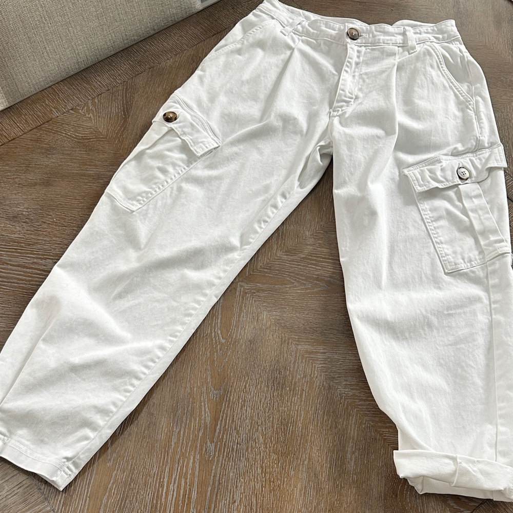 Anthropologie Amadi White Cargo Women’s Pants - Classic Relaxed Fit